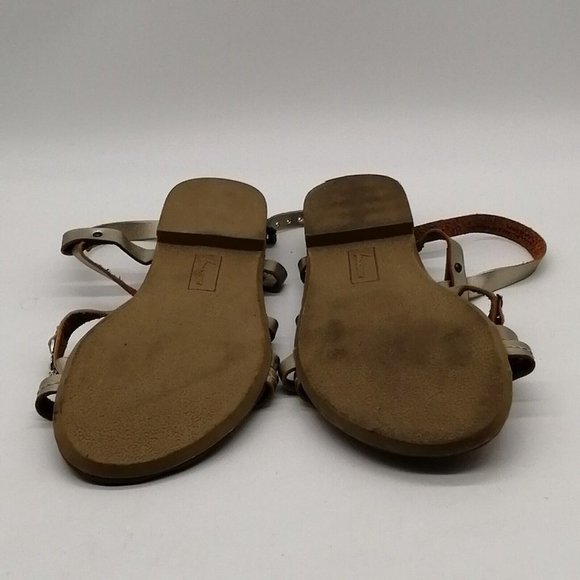 Lane Bryant Womens Slingback Sandal Gold Faux Leather‎ Beaded Buckle 9W - Picture 4 of 9